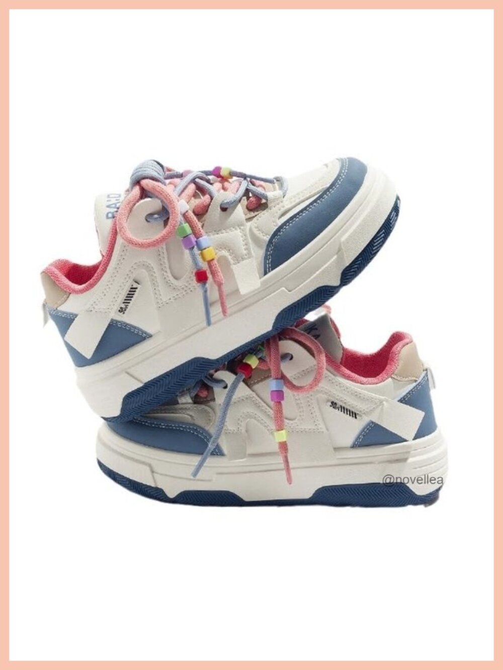 Women's Chunky Platform Walking Sneakers Lace-Up Strap Accents Athletic Shoes